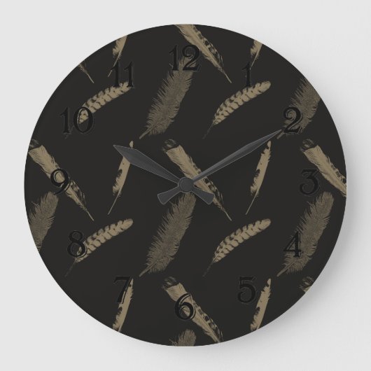 Gold Feathers Große Wanduhr (Vorderseite)