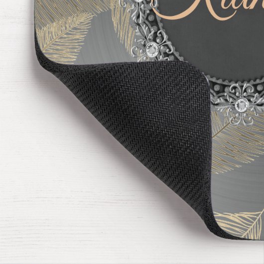 Gold Feathers on Sleek Silver Personalisiert Mousepad (Ecke)
