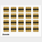 GOLD Feathery Damask Wedding Square Sticker (Blatt)