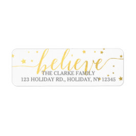 Gold Feed Handwriting Holiday Address Label