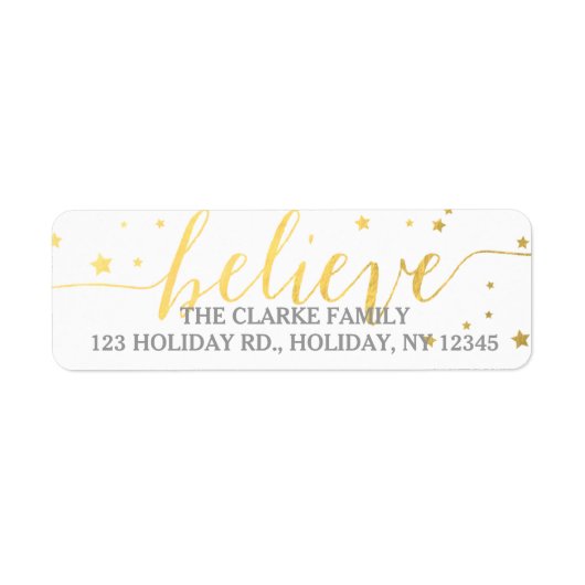Gold Feed Handwriting Holiday Address Label (Vorne)
