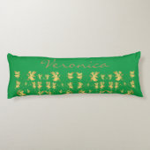 Gold Feen mit Pixie Staub auf grünem Monogramm | Seitenschläferkissen (Rückseite)