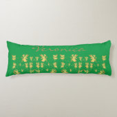 Gold Feen mit Pixie Staub auf grünem Monogramm | Seitenschläferkissen (Vorderseite)