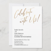 Gold feiern mit uns! Einfache Hochzeitsfeier Einladung (Vorderseite)