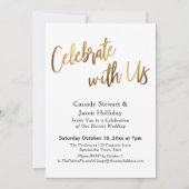 Gold feiern mit US Bokeh Black Back Empfang Einladung (Vorderseite)