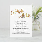 Gold feiern mit US Bokeh Black Back Empfang Einladung (Stehend Vorderseite)