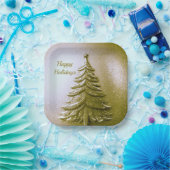 Gold-Feiertags-Weihnachtsbaum-Papierteller Pappteller (Party)