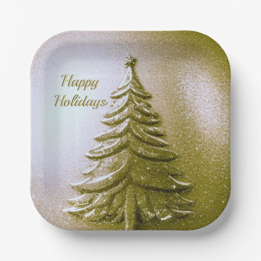 Gold-Feiertags-Weihnachtsbaum-Papierteller Pappteller (Vorderseite)