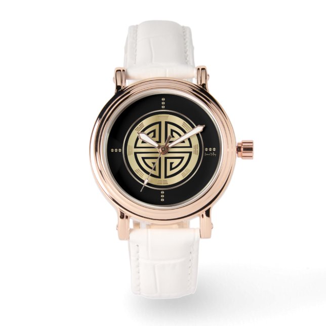 Gold Feng Shui Luxus Symbol Watch Armbanduhr (Vorderseite)