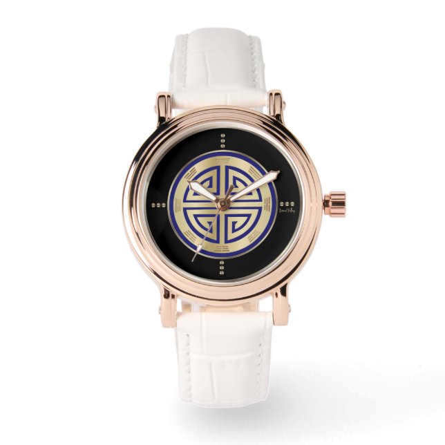 Gold Feng Shui Luxus Symbol Watch Armbanduhr (Vorderseite)