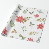 Gold Festivals Botanik Weihnachtsmuster Geschenkpapier (Ungerollt)