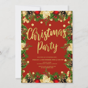 Gold Festivals Glitzer Weihnachten Corporate Red Einladung