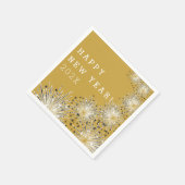 Gold Festive Fireworks New Years Party Serviette (Ecke)