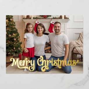 Gold Festive Foto-Folie Feiertag, Weihnachtskarte Folien Feiertagspostkarte