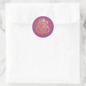 Gold Festive Ganesh | Indian God Damask Purple Runder Aufkleber (Tasche)