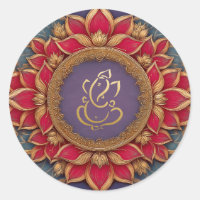 Gold Festive Ganesh | Indischer Gott Lila Pink Lot
