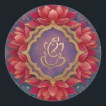 Gold Festive Ganesh | Indischer Gott Lila Pink Lot Runder Aufkleber<br><div class="desc">Gold Festive Ganesh | Indischer Gott Lila Pink Lotus</div>