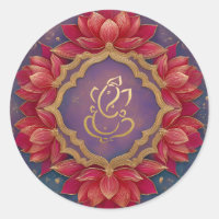 Gold Festive Ganesh | Indischer Gott Lila Pink Lot