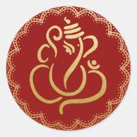 Gold Festive Ganesh | Indischer Gott Rot
