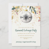 Gold Festive Ornament Exchange Christmas Party Einladung (Vorderseite)