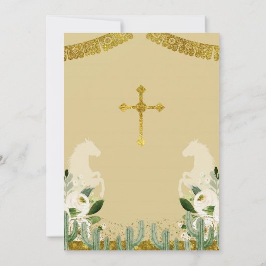 Gold Fiesta Boy Taufe Christening Einladung (Rückseite)