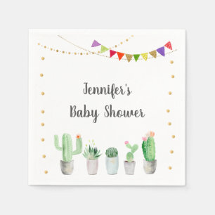 Gold Fiesta Cactus Baby Shower Serviette