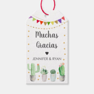 Gold Fiesta Cactus Muchas Gracias Baby Shower Geschenkanhänger