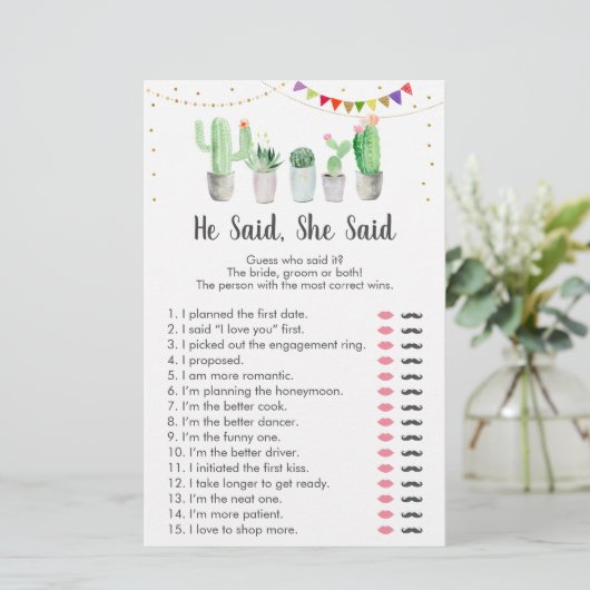 Gold Fiesta Cactus sagte er sagte, sie sagte Spiel (Stehend Vorderseite)