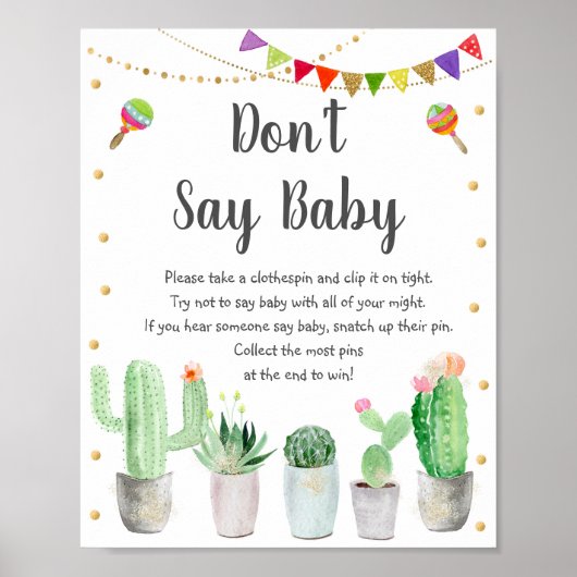 Gold Fiesta Cactus Say Baby Game nicht Poster (Vorne)