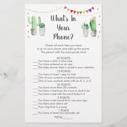 Gold Fiesta Kaktus Was ist in Ihrem Handyspiel (Vorderseite)