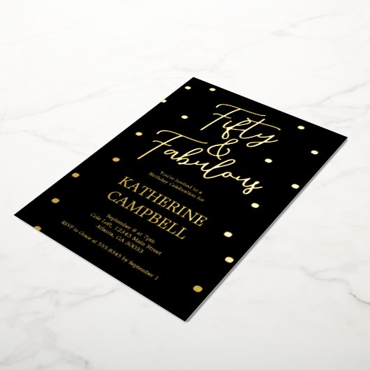 Gold Fifty and Fabulous Script 50th Birthday  Folieneinladung (Gedreht)