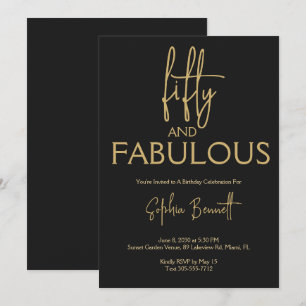 Gold Fifty und Fabelhafte Schrift 50. Geburtstagsf Einladung