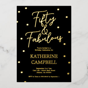 Gold Fifty und Fantastisch Skript 50. Geburtstag Folieneinladung