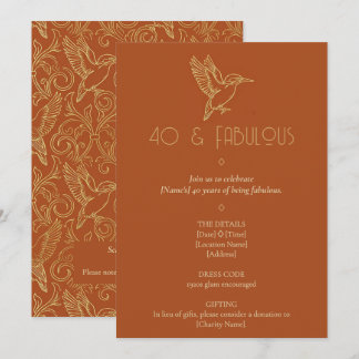 Gold-Filigran Art Deco | Eisvogel 40. Geburtstag Einladung