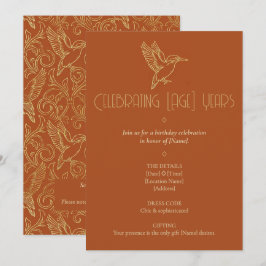 Gold-Filigran Art Deco | Eisvogel Geburtstag Einladung