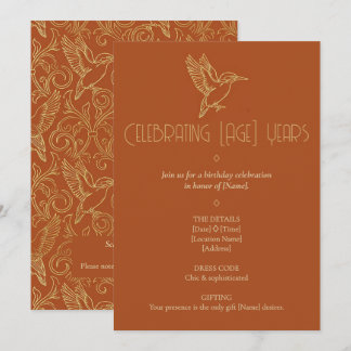 Gold-Filigran Art Deco | Eisvogel Geburtstag Einladung