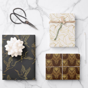 Gold-Filigran Art Deco Erbstück Vögel Set Geschenkpapier Set