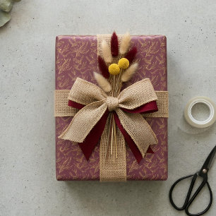 Gold-Filigran Art Deco   Fairy Wren Deep Merlot Geschenkpapier