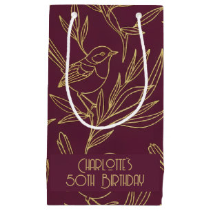 Gold-Filigran Art Deco Fairy Wren Merlot Kleine Geschenktüte