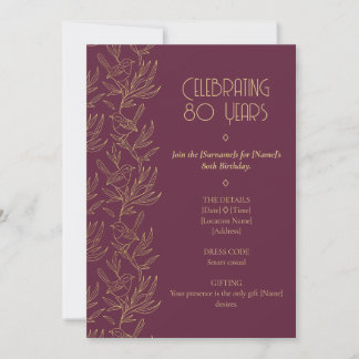 Gold-Filigran Art Deco | Feen-Zaunkönig 80. Geburt Einladung