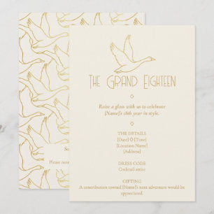 Gold-Filigran Art Deco Gans 18. Geburtstag Einladung