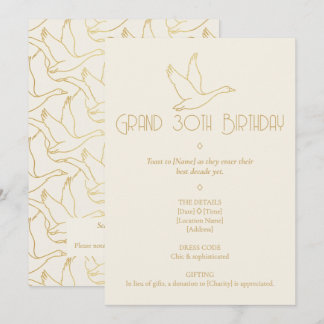 Gold-Filigran Art Deco | Gans 30. Geburtstag Einladung