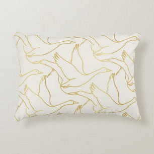 Gold-Filigran Art Deco Gans Antique Creme Dekokissen