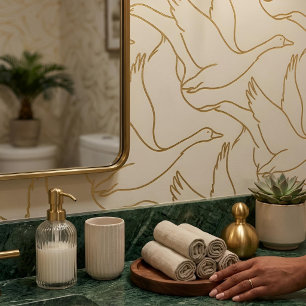 Gold-Filigran Art Deco   Gans Antique Creme Tapete