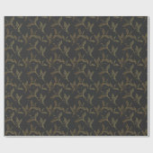 Gold-Filigran Art Déco | Kranich Anthrazitgrau Geschenkpapier (Flach)