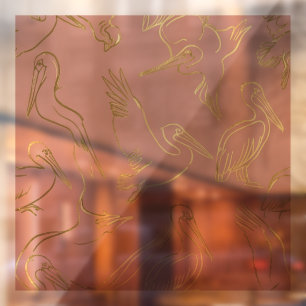Gold-Filigran Art Deco   Pelikan Rosenquarz Fensteraufkleber
