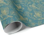 Gold-Filigran Art Deco | Sperling Tealblau Geschenkpapier (Rolleneckpunkt)