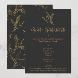Gold Filigree Art Deco | Crane Graduation Einladung