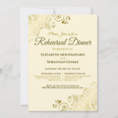 Gold Filigree auf Cream Wedding Probe & Dinner Einladung (Vorderseite)