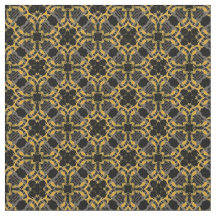 Gold Filigree Blume & Black Gray Karo Muster